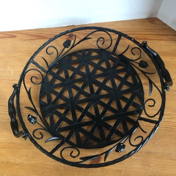 Metal  Floral Decorative Tray - Picture 2 of 7